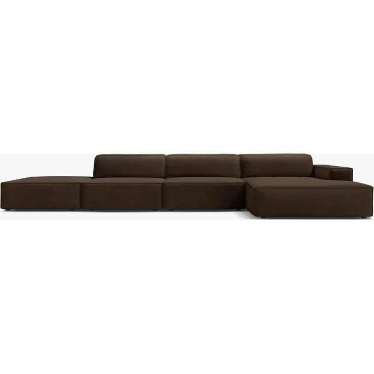 Micadoni Ecksofa Jodie 5-Sitzer Samt Bluvel Dunkelbraun Rechts