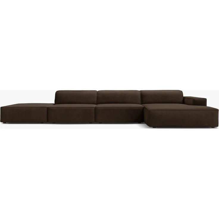 Micadoni Ecksofa Jodie 5-Sitzer Samt Bluvel Dunkelbraun Rechts – Bild 1