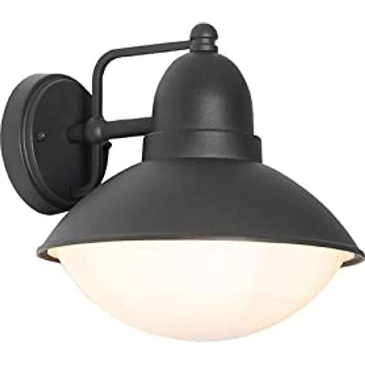 Qazqa Marcel Außen Wandleuchte, runde Gartenlampe in Schwarz, max. 40W, IP44, E27 Fassung, dimmbar, 25cm – Bild 1