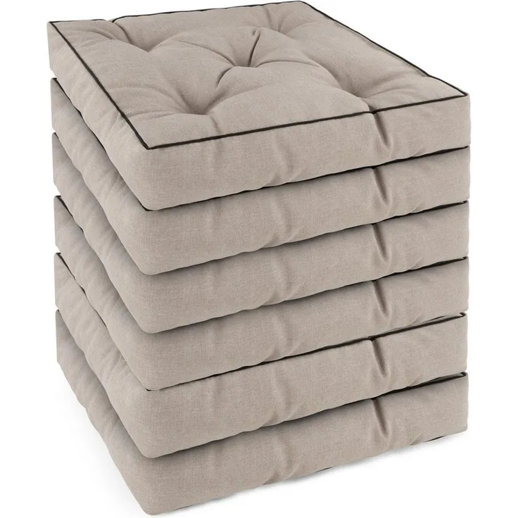 Aspero Sitzauflage 6 Stuhlkissen 45x45 cm Murcia, Gepolsterte Outdoor Auflage mit Steppung