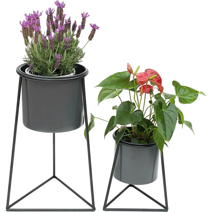 DanDiBo Blumenhocker mit Topf Metall Schwarz 2er Set Blumenständer 96052 Blumensäule Modern Pflanzenständer Pflanzenhocker – Bild 4