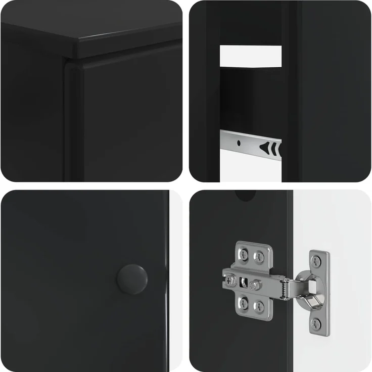 vidaXL 2-teiliges Badezimmer Schrank Set BREDA Schwarz Holzwerkstoff 3417721 – Bild 6