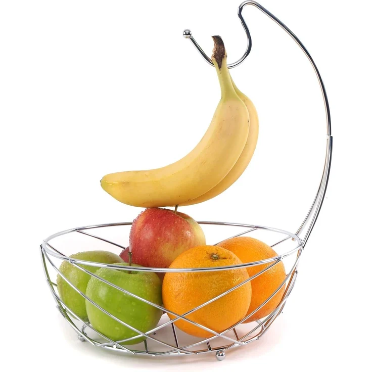 DESIGN DELIGHTS Obstschale METALL OBSTKORB "FRESH", Ø 25 cm, mit Bananenhaken, Früchtekorb, Metall – Bild 4