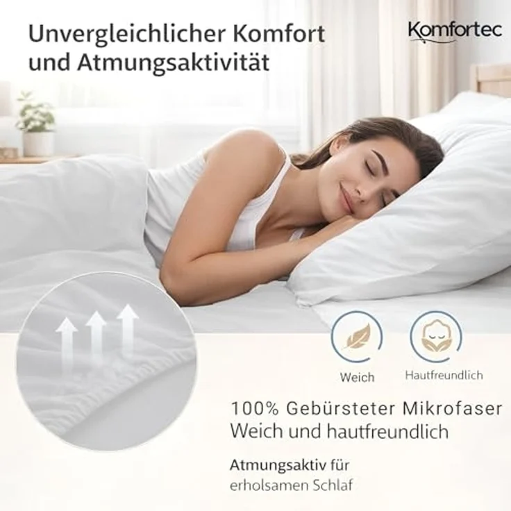 Komfortec Spannbettlaken Boxspringbett bis 15cm - 30cm Matratzenhöhe, Mikrofaser, Gummizug: Rundum, (2 Stück) – Bild 3