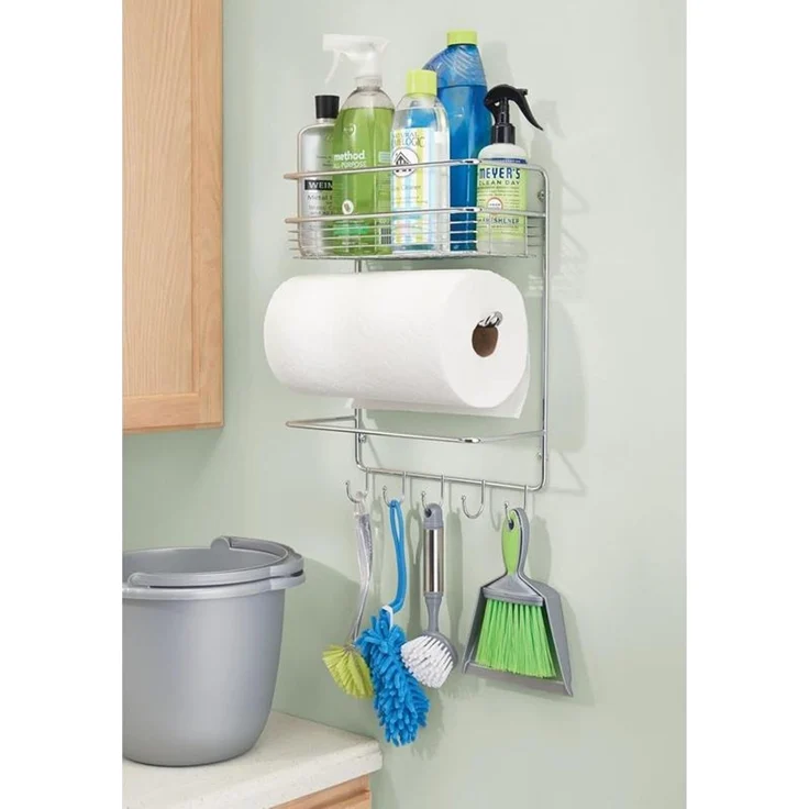 mDesign Küchenrollenhalter Papierrollenhalter Regal Organizer Metall Silber – Bild 5