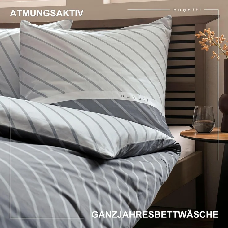 bugatti Bettwäsche Satinbettwäsche bugatti, Mako-Satin, 2 teilig, mit zeitlosem Wende-Design – Bild 3
