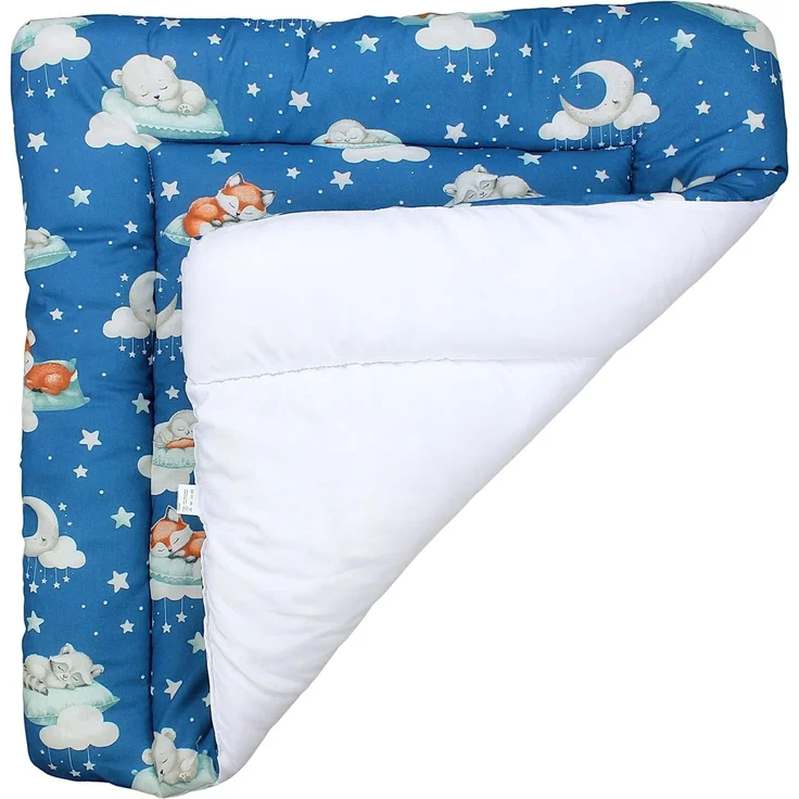 TupTam Baby Wickeltischauflage mit Baumwollbezug Gemustert, Farbe: Schlafende Baby Tiere/Dunkelblau, Größe: 75x85 cm – Bild 4