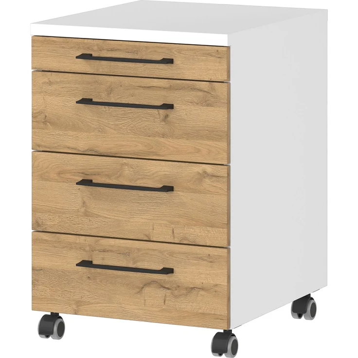 Germania GW-PROFI 3.0 Rollcontainer 4251, Weiß/Grandson-Eiche-Nb, 42 x 61 x 49 cm (BxHxT) – Bild 1