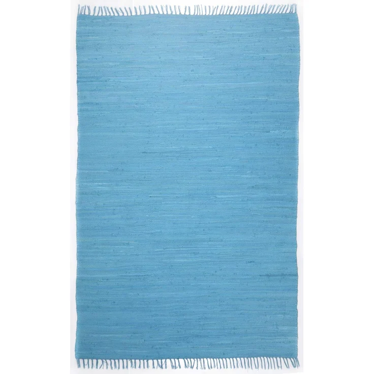Theko | Dhurry Teppich aus 100% Baumwolle Flachgewebe Teppich Happy Cotton | handgewebt | Farbe: Türkis | 160x230 cm
