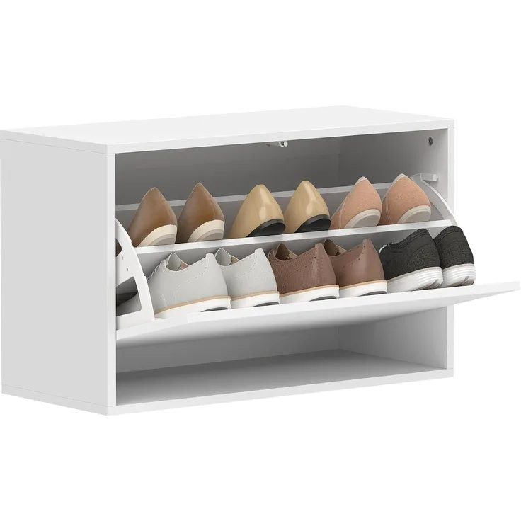 HOMCOM Schuhkipper, MDF, Spanplatte, Weiß, 70 x 30 x 43 cm