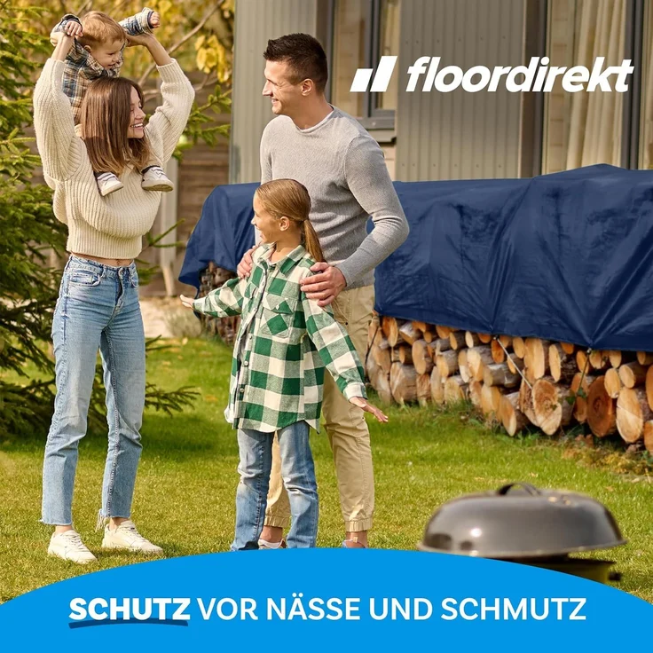 Floordirekt Abdeckplane | Gewebeplane Schutzplane Bootsplane Zeltunterlage für Camping & Outdoor Garten wasserdichte Planemit Ösen Viele Größen & Farben 8x14 m, 112m² 240 g/m², Blau – Bild 7