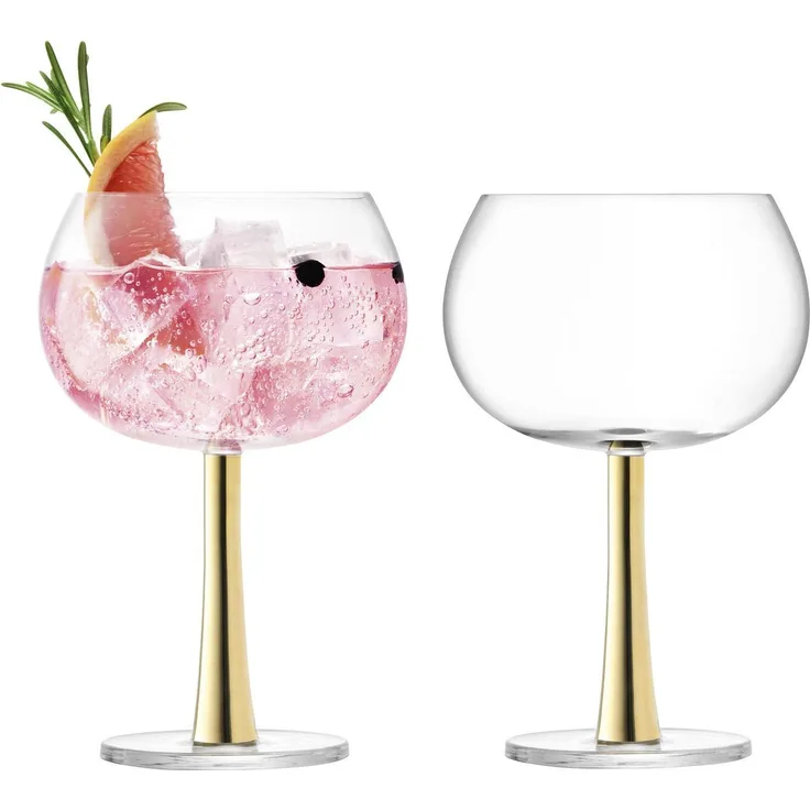 Gin-Ballonglas, glas, gold, 2x420 ml