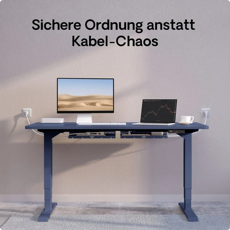 Desktronic Kabelkanal Schreibtisch, 2x43cm, Hochwertiger Stahl, Kabel Organizer für Kabelführung Blau – Bild 8