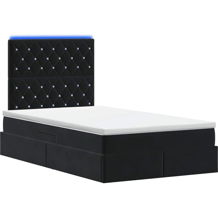 vidaXL LED-Speicherbett mit Matratze Schwarz 120x200 cm Samt 3460064 – Bild 9