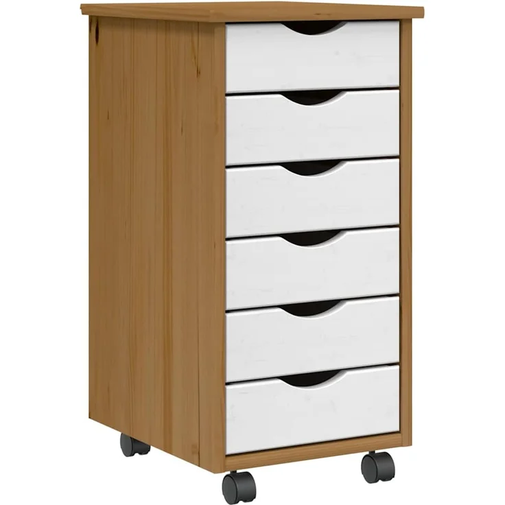 vidaXL Rollschrank mit Schubladen MOSS Honigbraun Massivholz Kiefer 4015783 – Bild 1