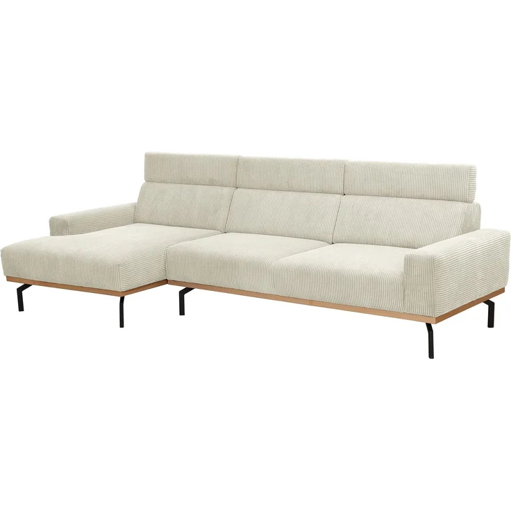 Sofa mit Longchair links Katrien Cordstoff creme – Bild 2