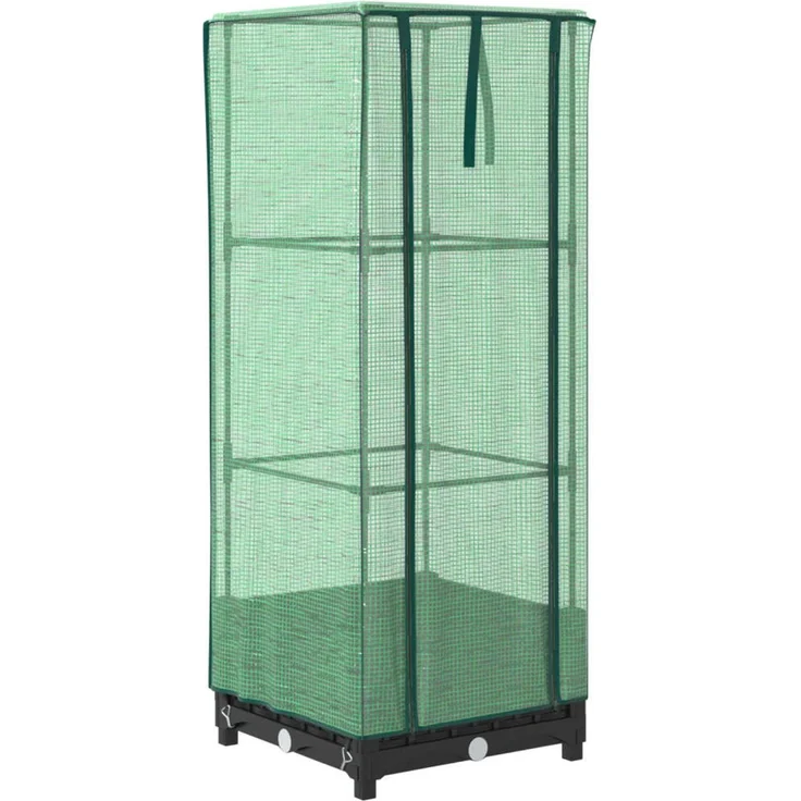 vidaXL Hochbeet mit Gewächshaus-Aufsatz Rattan-Optik 40x40x123 cm 4015809 – Bild 2