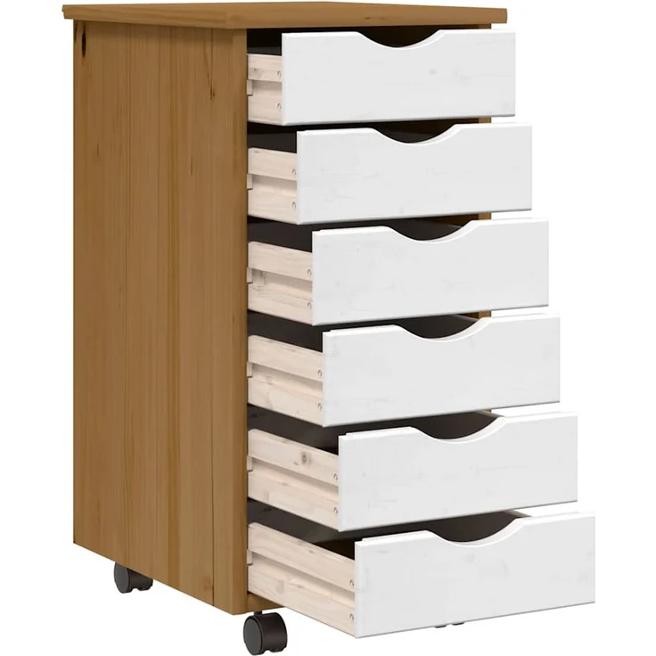 vidaXL Rollschrank mit Schubladen MOSS Honigbraun Massivholz Kiefer 4015783 – Bild 6