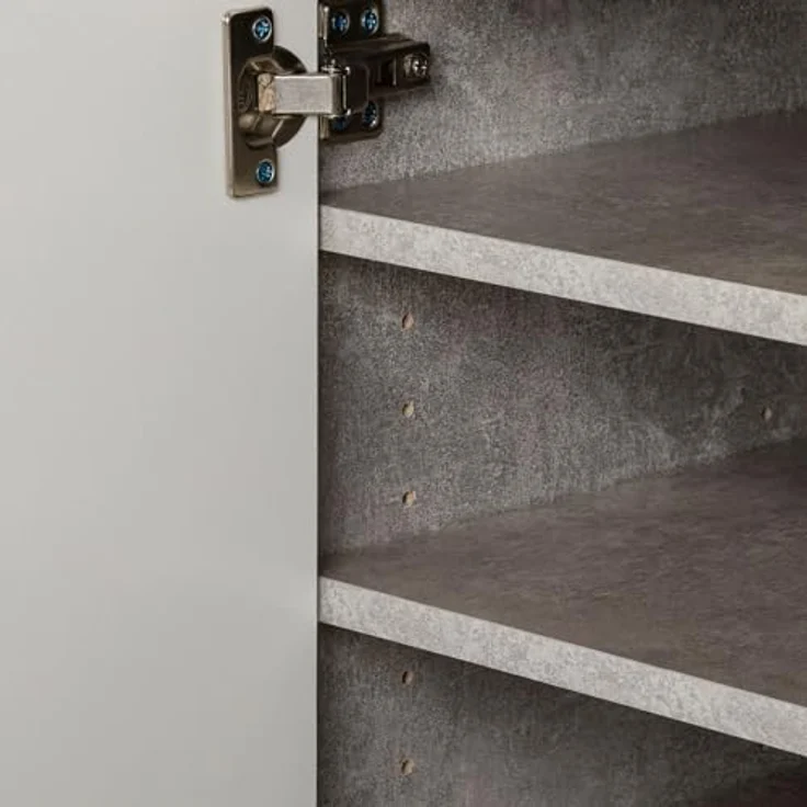 CARO-Möbel Schuhschrank DEUSTO Schmale Flurkommode mit Schublade und 3 Türen betonoptik/weiß – Bild 9