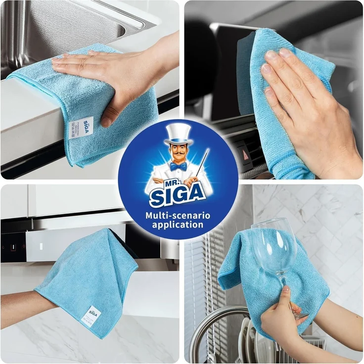 MR. SIGA Mikrofaser Reinigungstücher Himmelblau 32 x 32 cm 12 Stück – Bild 7