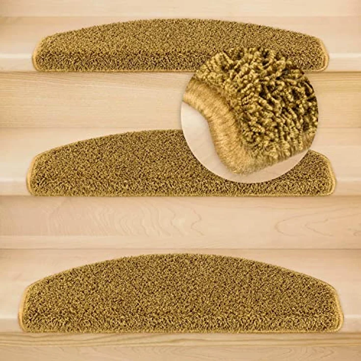 Metzker® Stufenmatte Shaggy Stufenmatten Emphoria Halbrund ocker 15 Stück, Halbrund, Höhe: 15 mm, 15 Stück im Set - Ocker – Bild 5