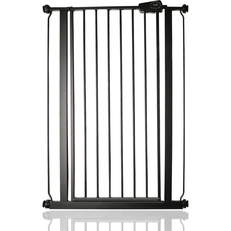 Safetots Extrahoher Metall-Sicherheitsgitter, Druckmontage, 75cm - 82. 6cm, Mattschwarz, 104cm Höhe, Extrahohe Treppengitter, Gitter für hohe Babys, Einfache Installation