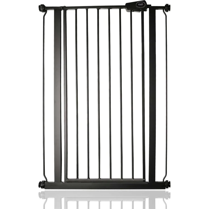 Safetots Extrahoher Metall-Sicherheitsgitter, Druckmontage, 75cm - 82. 6cm, Mattschwarz, 104cm Höhe, Extrahohe Treppengitter, Gitter für hohe Babys, Einfache Installation – Bild 1
