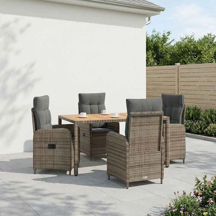 vidaXL Outdoortisch-Set 5 stk. Hellgrau und Dunkelgrau 3422280 – Bild 1