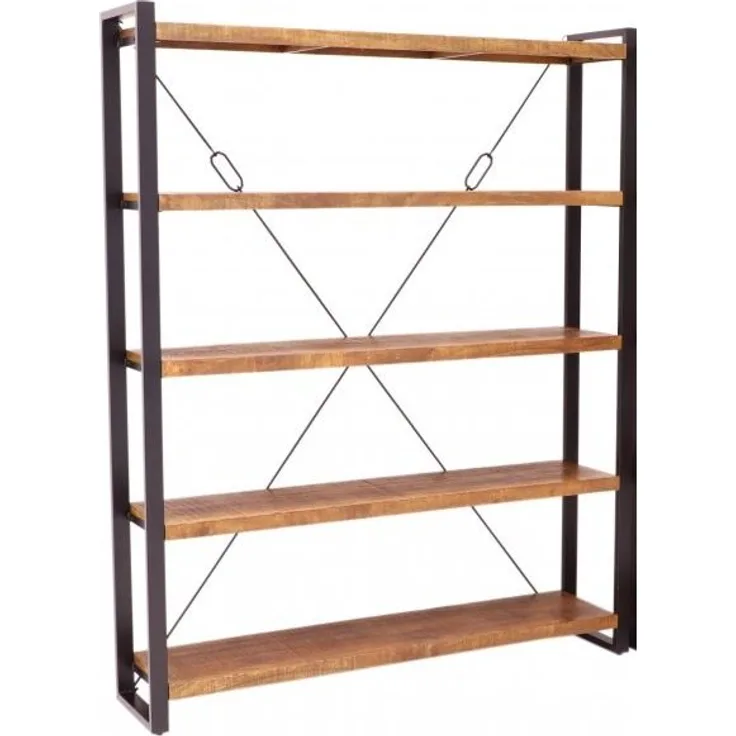 Bücherregal Retro 140x200x35 aus indischem Mango-Massivholz
