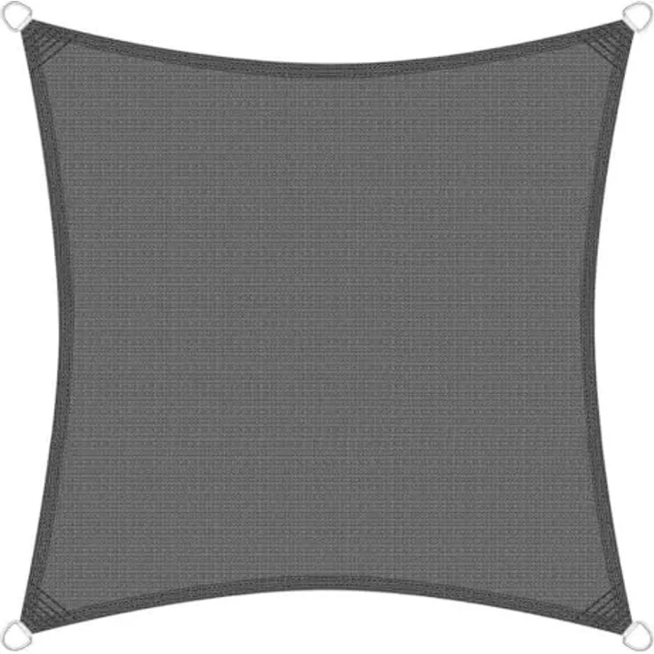 Brigros Quadratisches Sonnensegel für den Außenbereich, HDPE, 180 g/m², mit Edelstahlringen, UV-Schutz, mit Tasche, Sonnensegel für den Außenbereich