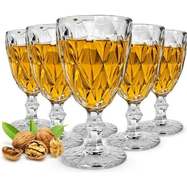 6 Weingläser mit Schliff 300ml auf Fuß Rotweingläser Weißweingläser Trinkgläser Gabi