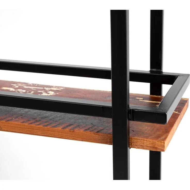 Hängeregal massivum Aro 120 cm Metall Holz braun Deckenregal mit Glashalter Küchenregal Barregal Industrial Design 120x80x25 cm – Bild 4