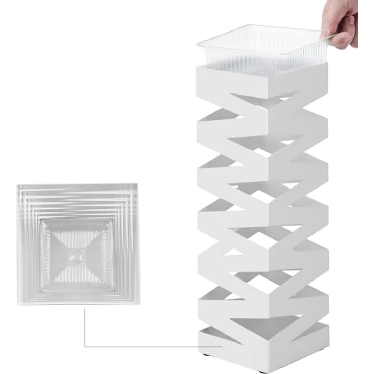 Songmics Regenschirmständer, Metall Weiß, 15,5 x 15,5 x 49 cm – Bild 5