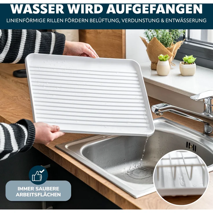 eluno Abtropfgestell mit Besteckhalter aus Metall und Kunststoff in Weiß, ca. 43 x 15,5 x 32 cm – Bild 5