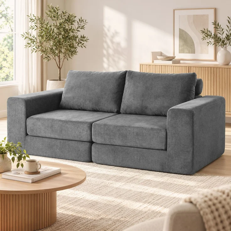 HOMCOM Schlafsofa, Polyester, Grau, 208 x 181 x 58 cm – Bild 8