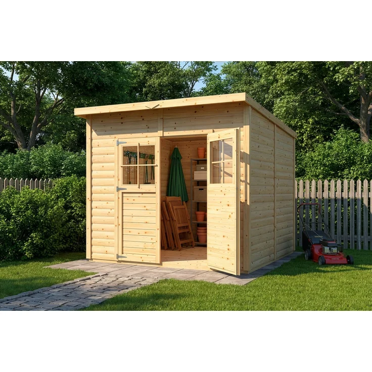 Alpholz Gerätehaus Alster Gerätehaus aus Holz Geräteschrank mit 19 mm Wandstärke Gartenhaus mit Montagematerial – Bild 2