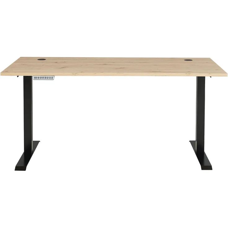 Elektro-Schreibtisch Melanie / Memphis, Holzfarben, 160 x 72 x 77 cm