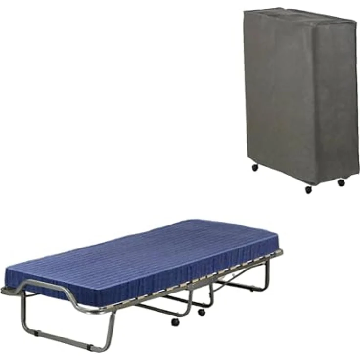 Talamo Italia - Klappbett Venera, Feldbett mit 15 Lattenrosten, inklusive Matratze, platzsparendes Kinderbett, 100% Made in Italy, 80 x 190 x 39 cm, mit Hülle – Bild 4