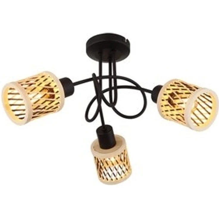 NOWA LED Deckenleuchte MALI, ohne Leuchtmittel, Deckenlampe schwarz Bambus naturfarben Wohnzimmer Flur – Bild 6