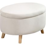HOMCOM Sitzbank oval, mit Stauraum, Deckel, Samtoptik (Polsterbank, 1-St, Bettbank), für Flur Schlafzimmer Wohnzimmer, Holzbeine 71 x 51,5 x 42 cm Beige