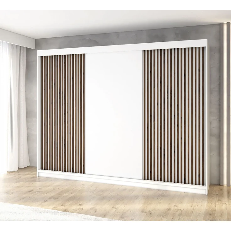 A&J MöbelLand Schwebetürenschrank IOSA 200 cm mit 4 Schubladen, und 3D Lamellen – Bild 2