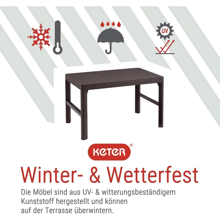 Allibert Gartentisch Lyon, höhenverstellbar [65 cm / 40 cm Tischhöhe], witterungsbeständig – Bild 4
