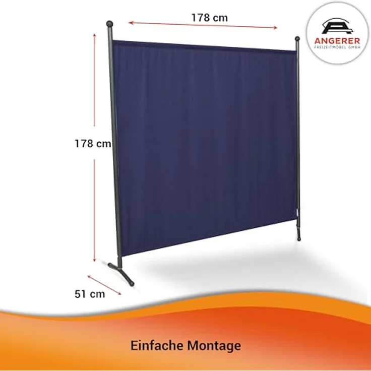 Angerer Freizeitmöbel GmbH Stellwand - Raumteiler & Raumtrenner Sichtschutz - Outdoor Paravent für Windschutz & Schatten auf Balkon (178x178 cm, blau) – Bild 3