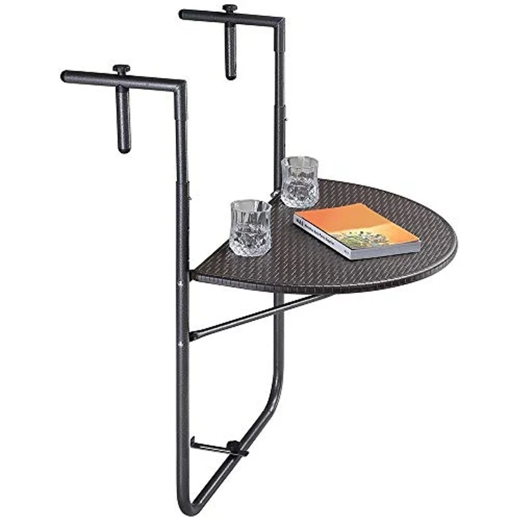 BAKAJI Tisch für den Außenbereich, Balkon, zusammenklappbar, Metall und Polyrattan, Braun, Standard – Bild 4