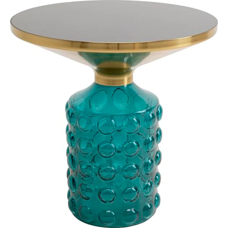 Kare Design Beistelltisch Lola Blau, blau, rund, Durchmesser 35 cm, Glassockel, Couchtisch, Wohnzimmer, Nachttisch