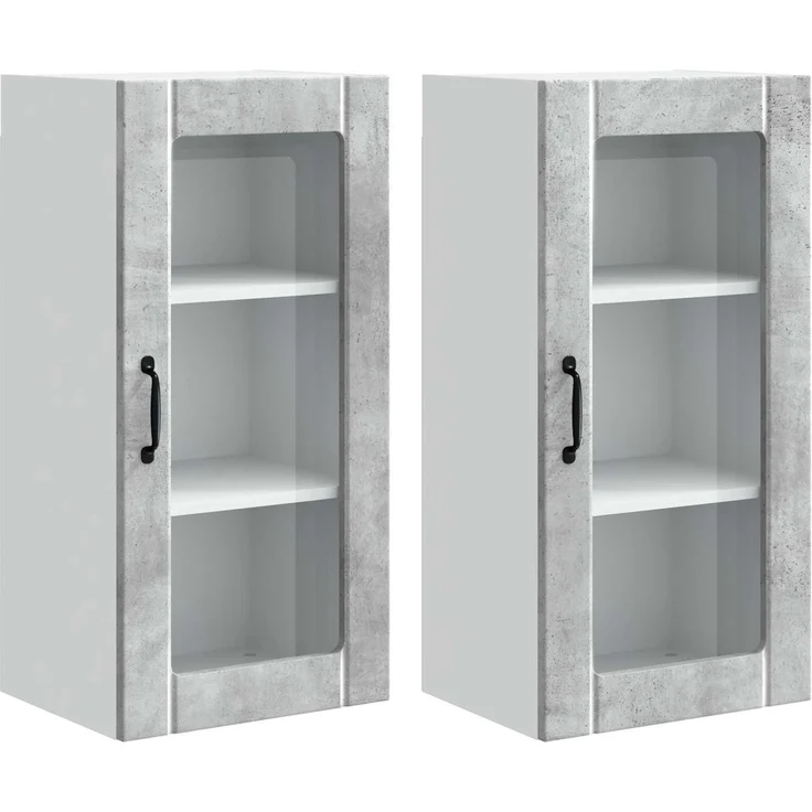 vidaXL Küchenschrank 2 pcs Beton Grau 40 x 31 x 80 cm Holzwerkstoff 885342 – Bild 2