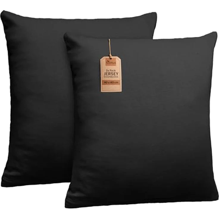 NatureMark Kissenbezüge 2er Pack Jersey Kissenbezug Kissenhülle, (2 Stück), Kissenhülle in vielen Größen und Farben (40 x 40 cm, Schwarz) – Bild 2