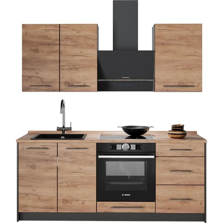 Singleküche Fame-Line Goldkraft Eiche/Weiß 190 cm, AP Anthrazit Vicco – Bild 6