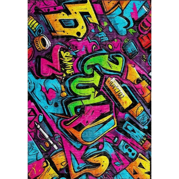 Bamyum Teppich Funny Teppich mit Chenille Druck, Waschbarer Antibakteriell Teppich, Einzelstück