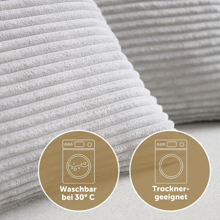 Blumtal Kissenhülle 2er Set Kissenbezug 40x40 cm– Kord Bezug, (2 Stück), weiche Cord Kissenbezüge mit verstecktem Reißverschluss – Bild 4